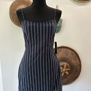 NWT LULUS sleeveless, navy blue , mini dress. Fully lined, light stripe.